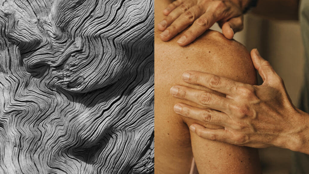 Collage: Struktur und Handbehandlung als Sinnbild für Regeneration